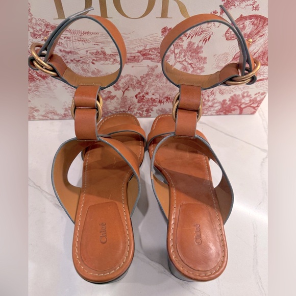 Chloé Kingsley Leather T Strap Sandals, Size 37 (6.5) - Picture 3 of 6